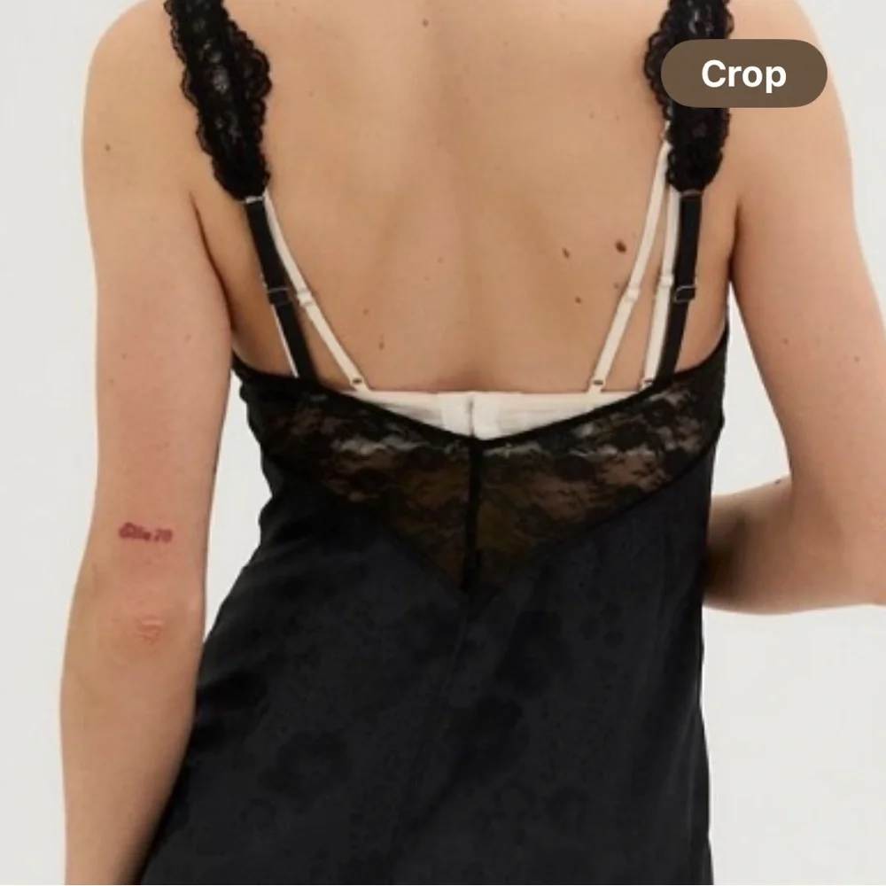 FREE PEOPLE TELL ME WHY MIDI SLIP DRESS BLACK SATIN LARGE
